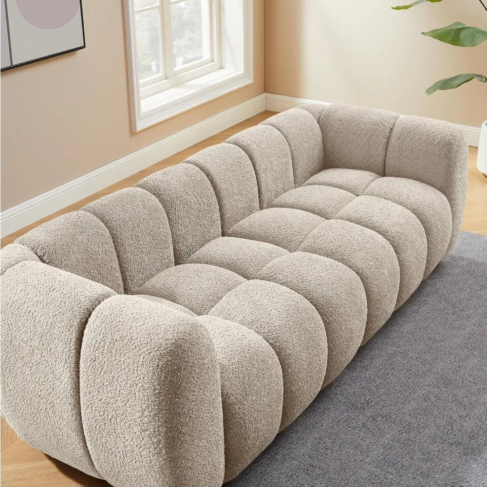 Oversized 88” Boucle Sofa – Deep Seat Cloud Couch | Ljustra Hovra