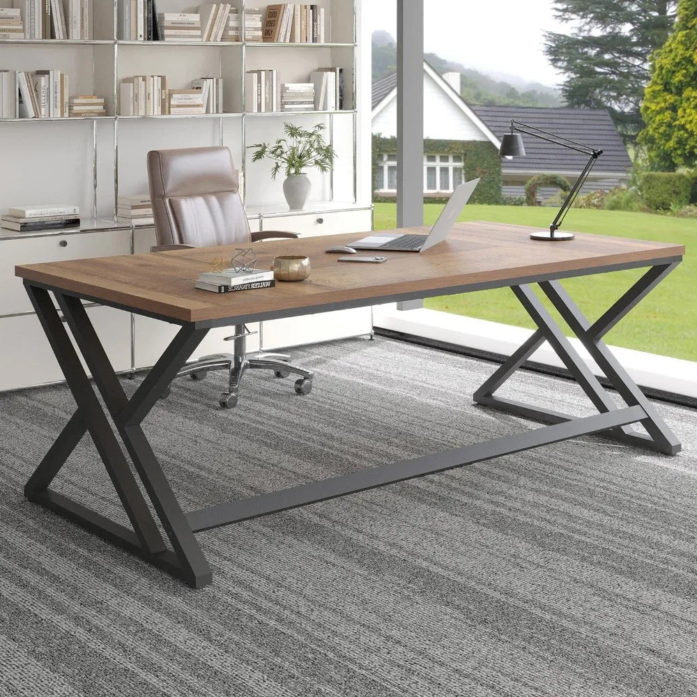 Rustic Large Computer Desk Extra Long Industrial Home Office Table