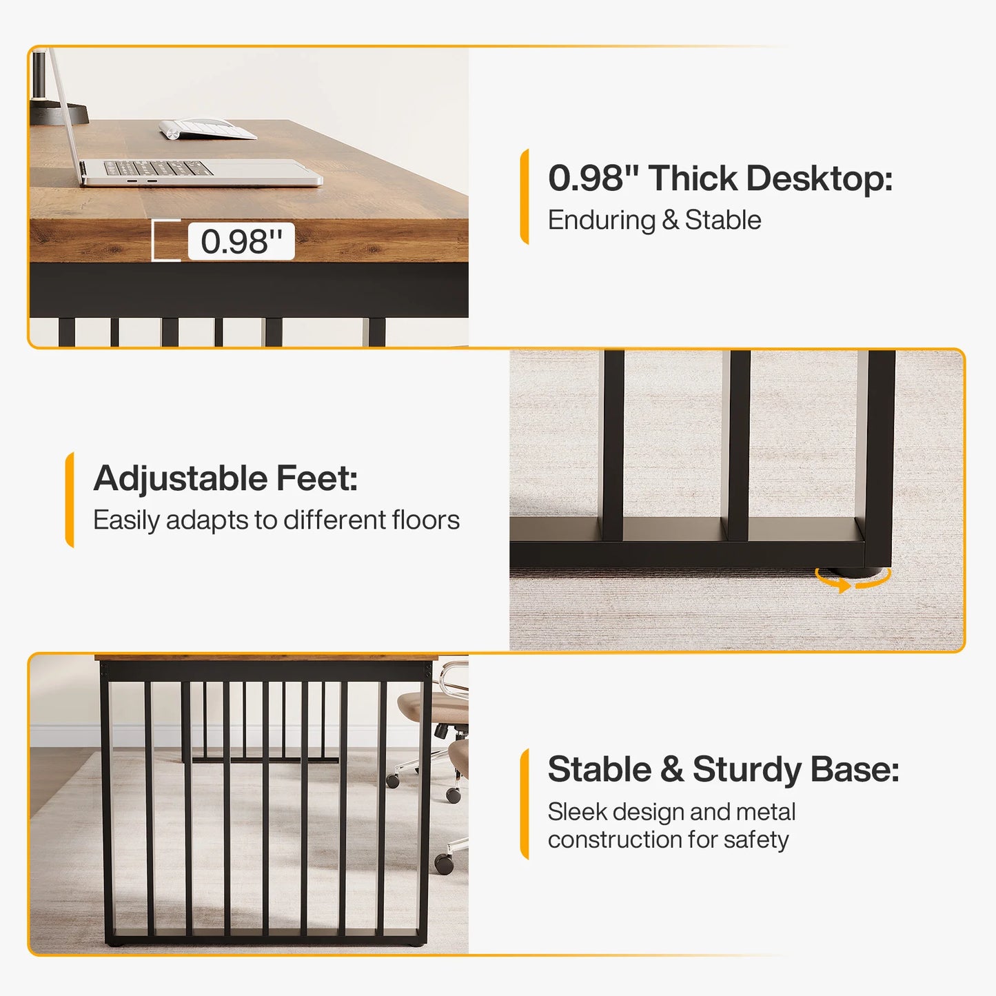 Ljustra 78 Inch Modern Office Desk Two Person Workstation Industrial Style