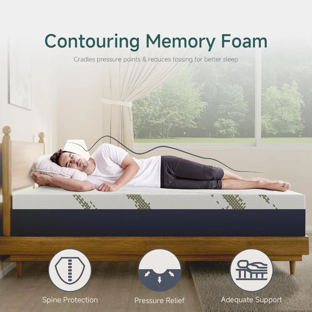 Ljustra 10 Inch Queen Gel Memory Foam Mattress Bed in a Box Medium Firm