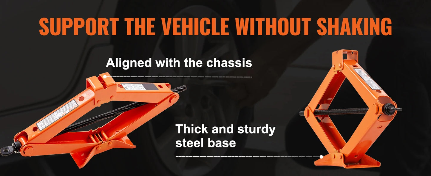 Ljustra 2.5 Ton Scissor Jack Portable Car Tire Jack 3.7-17.1 Inch Lift Range