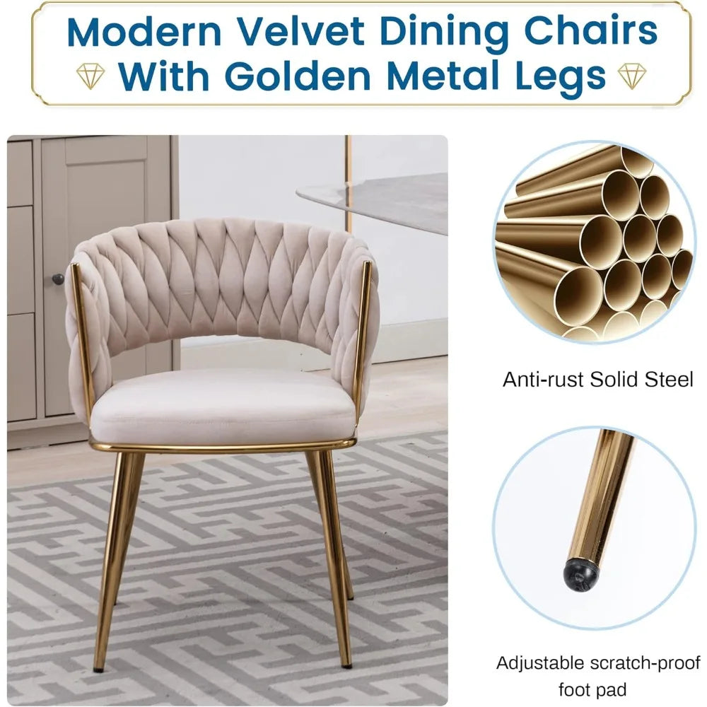Modern Velvet Dining Chairs Set of 4 Upholstered Accent Chairs
