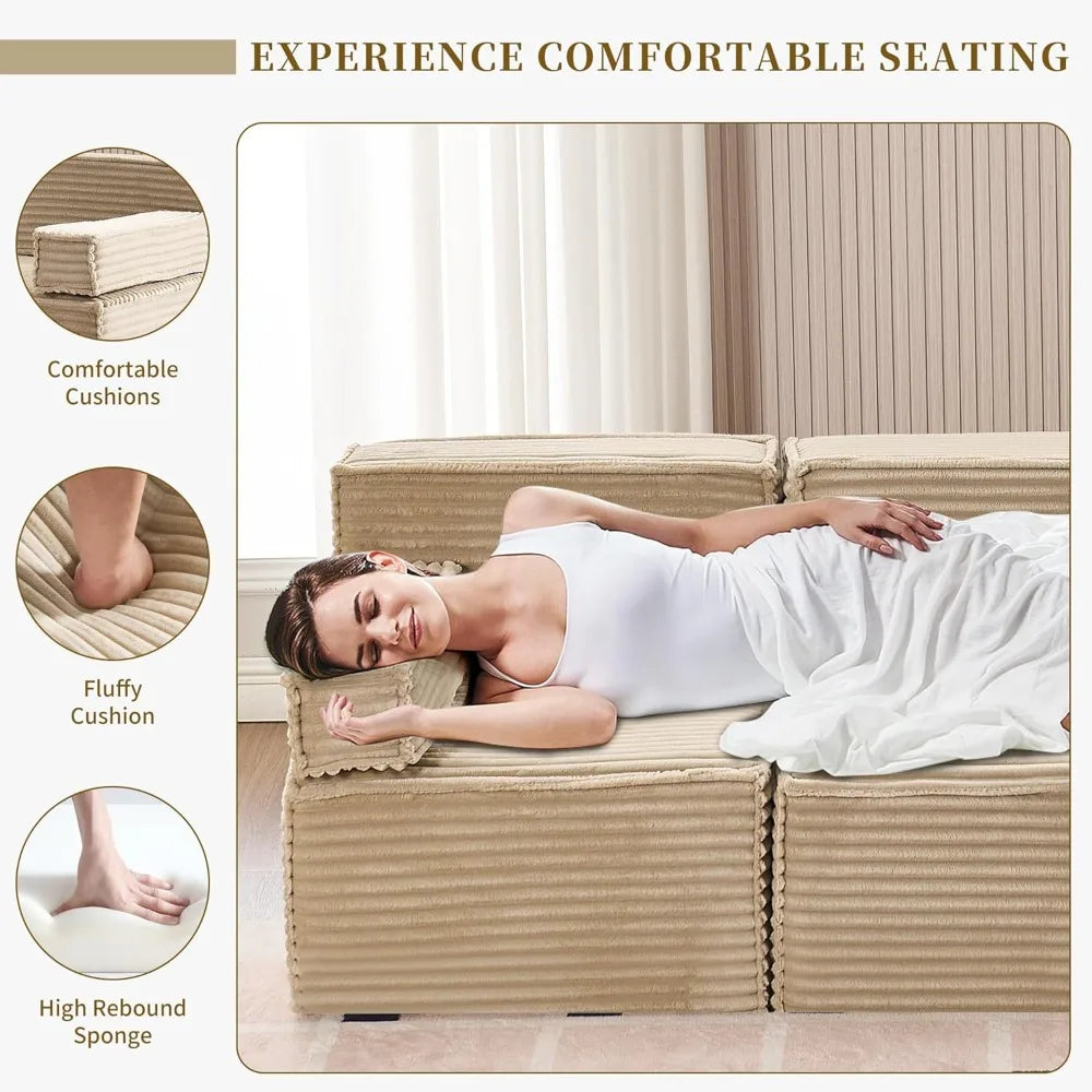 Modular Sectional Sofa Comfy Upholstered Cloud Couch for Living Room