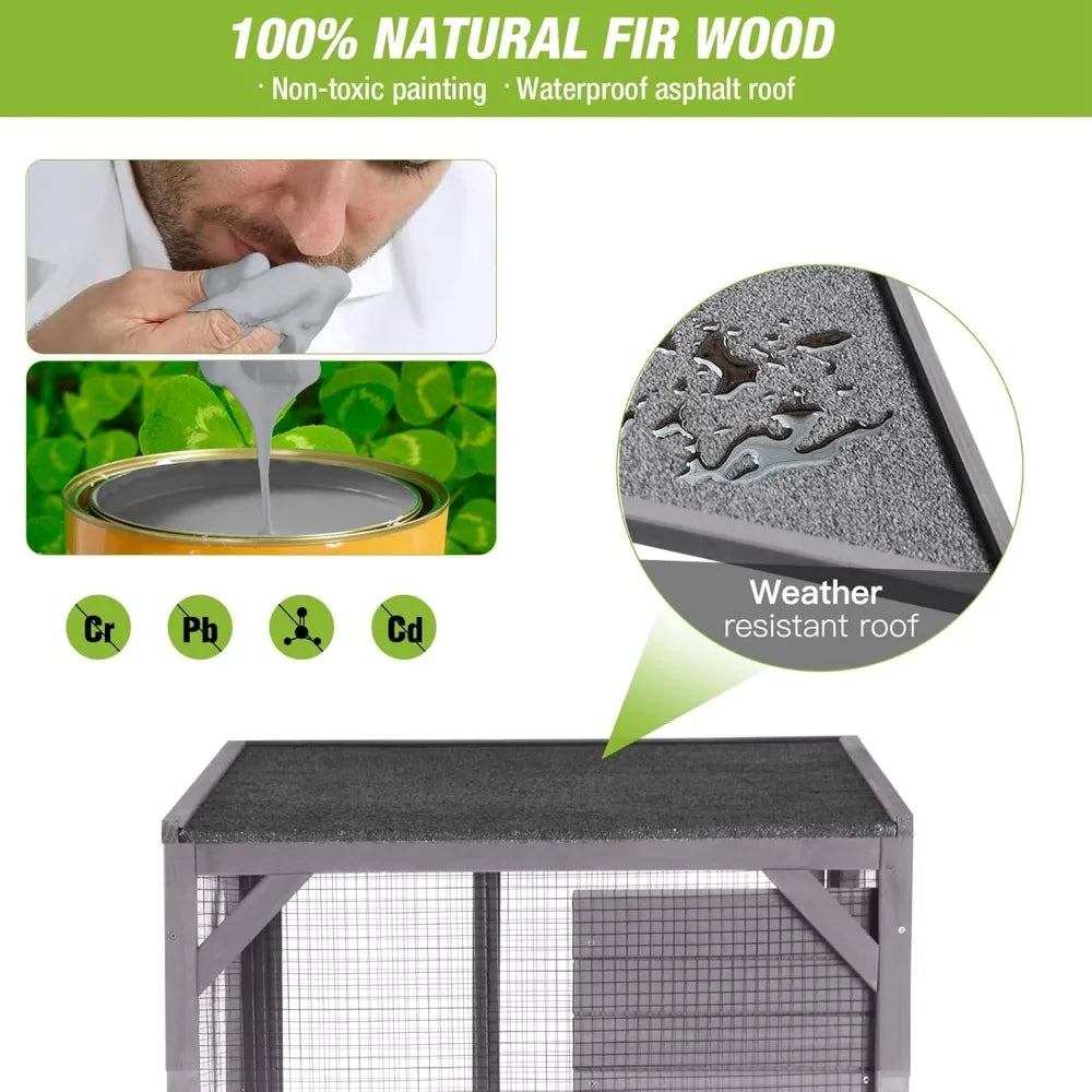 Cat House Mobile Catio Outdoor Enclosure on Wheels with Waterproof Roof