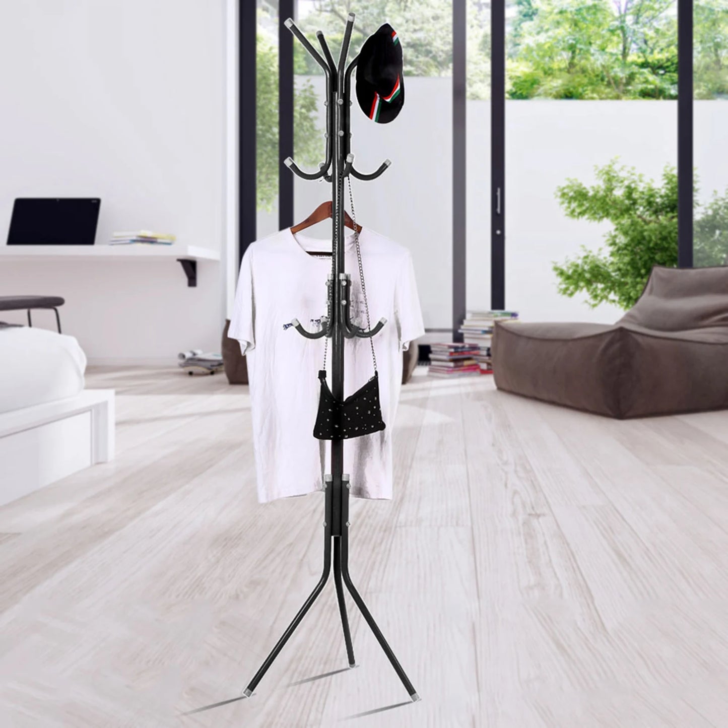 Ljustra Multi Hook Metal Coat Hat Rack Tree Stand Organizer for Home