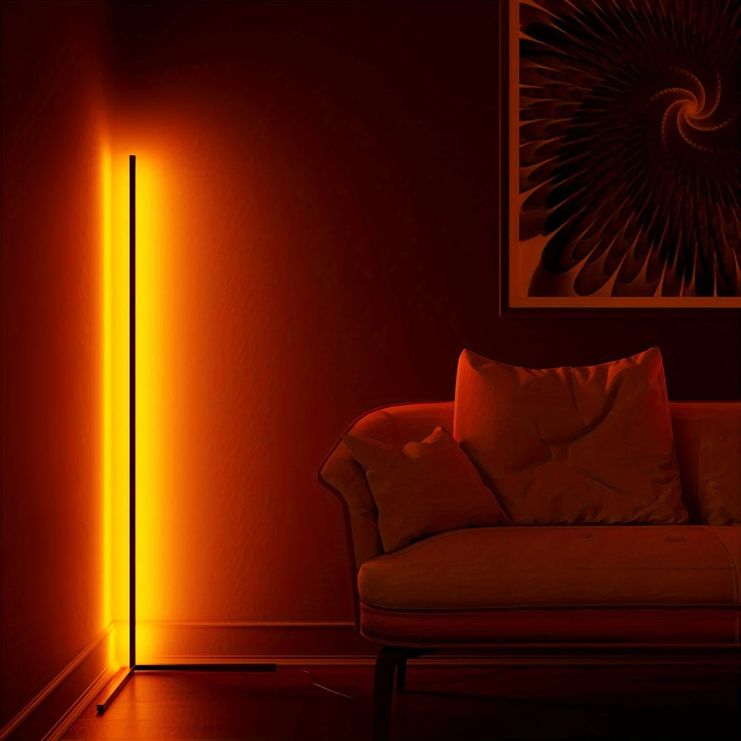 Corner Floor Lamp 60-Inch RGB LED Modern Lamp for Living Room Bedroom