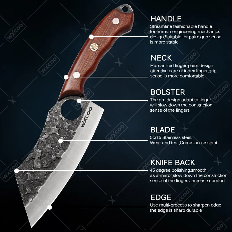 Professional Stainless Steel Kitchen Knife Set Butcher Cleaver Paring Knife