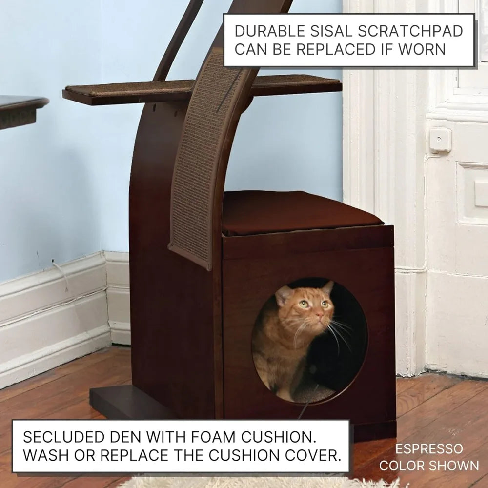 Ljustra Multi-Level Modern Cat Tower Indoor Cat Tree with Scratching Post