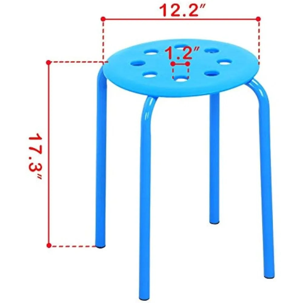 Set of 5 Stackable Plastic Classroom Bar Stools 17.3in Height Modern