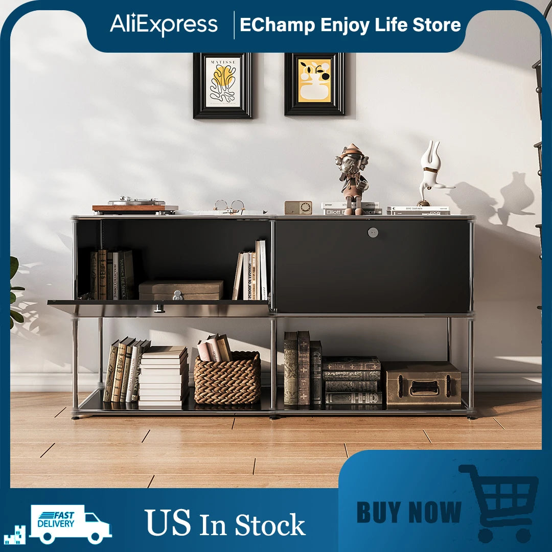 Modern Modular TV Stand Storage Cabinet Stainless Steel Furniture