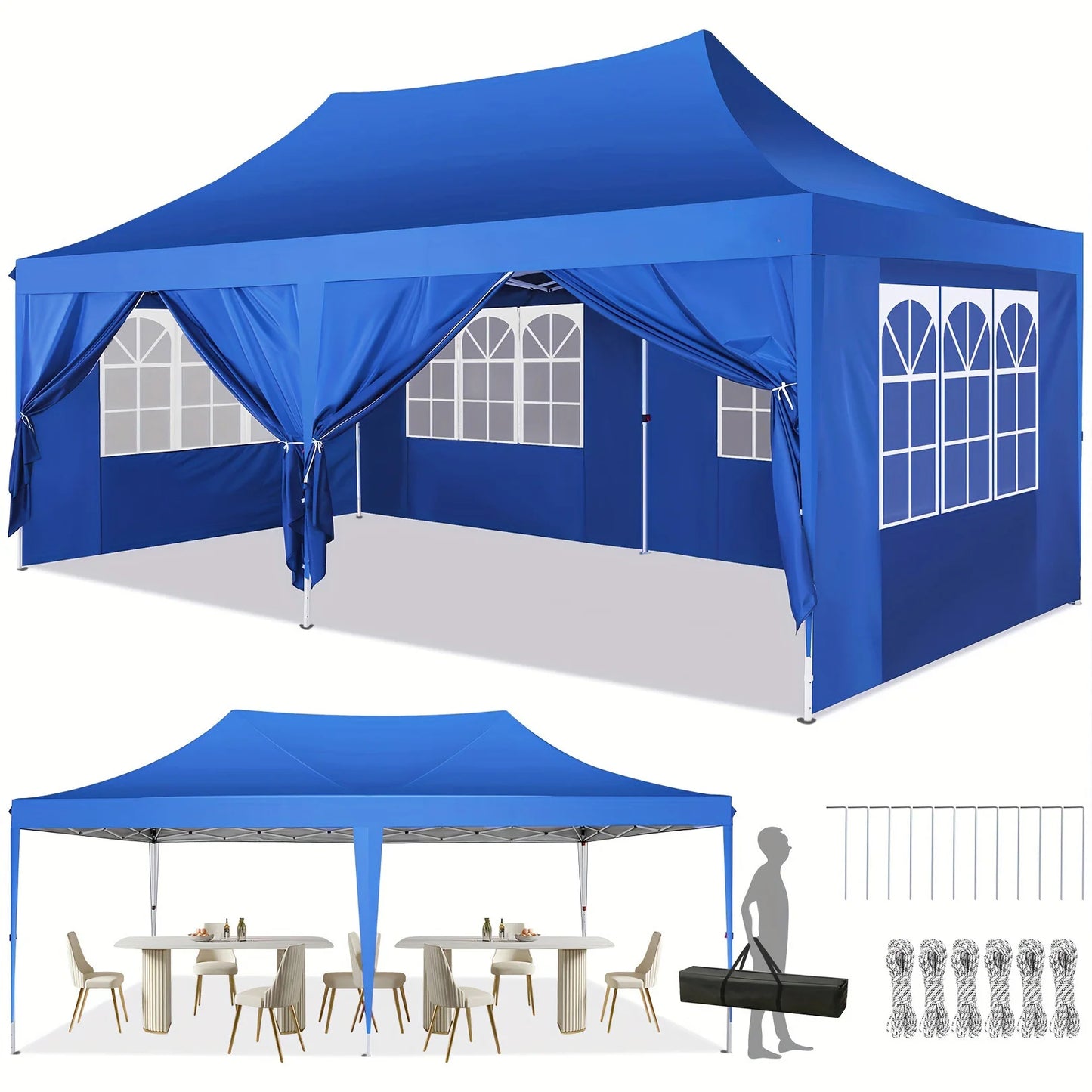 10x20 Pop Up Canopy Tent Wedding Party Outdoor Gazebo with Sidewalls