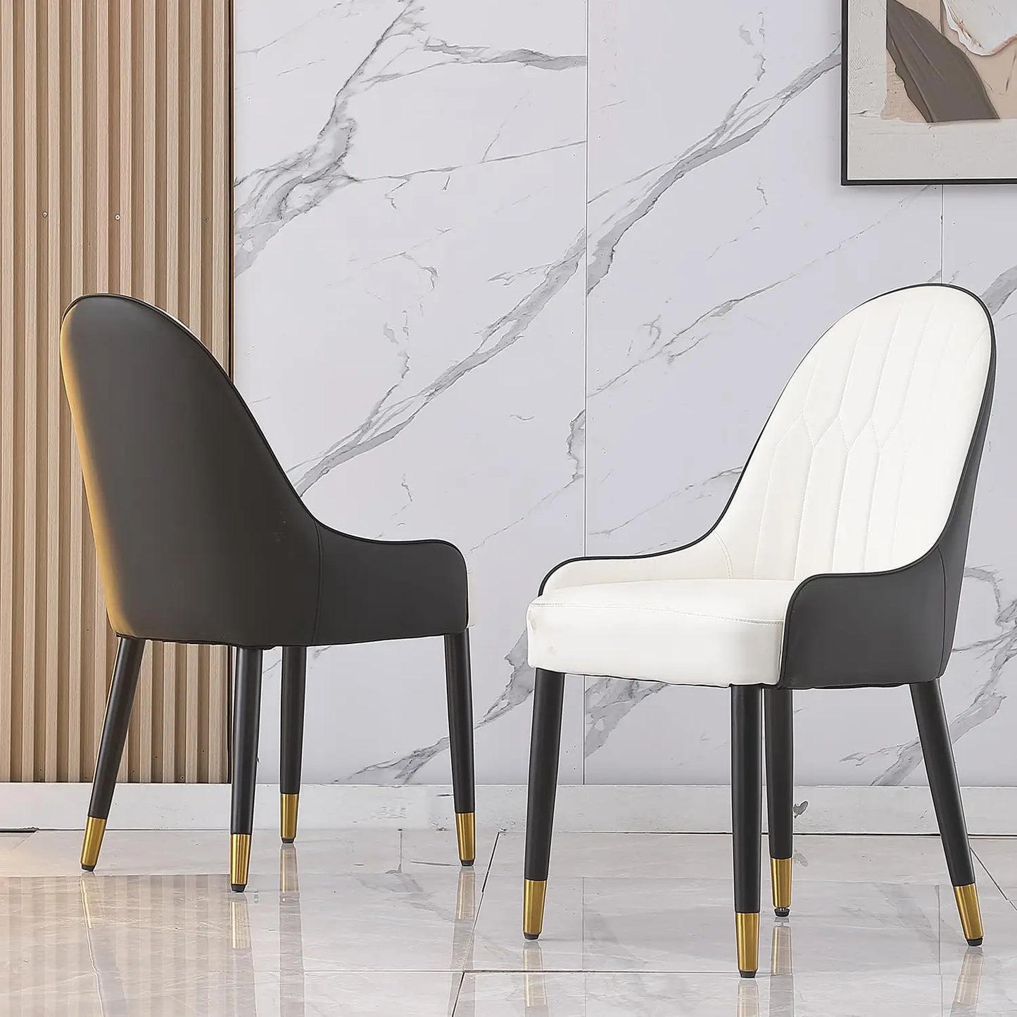 Modern Dining Chairs Set of 2 Upholstered Leisure Chairs Wood Legs