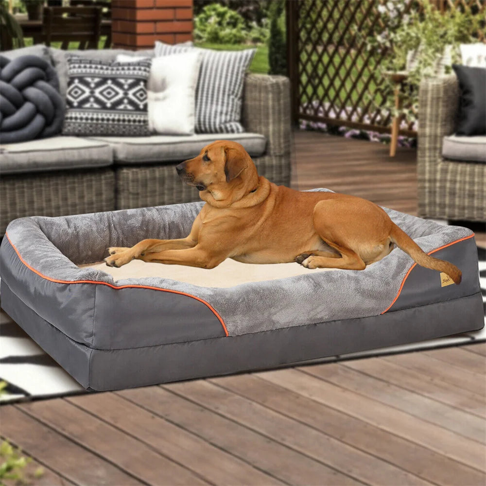 Jumbo Orthopedic Memory Foam Dog Bed Waterproof Removable Cover