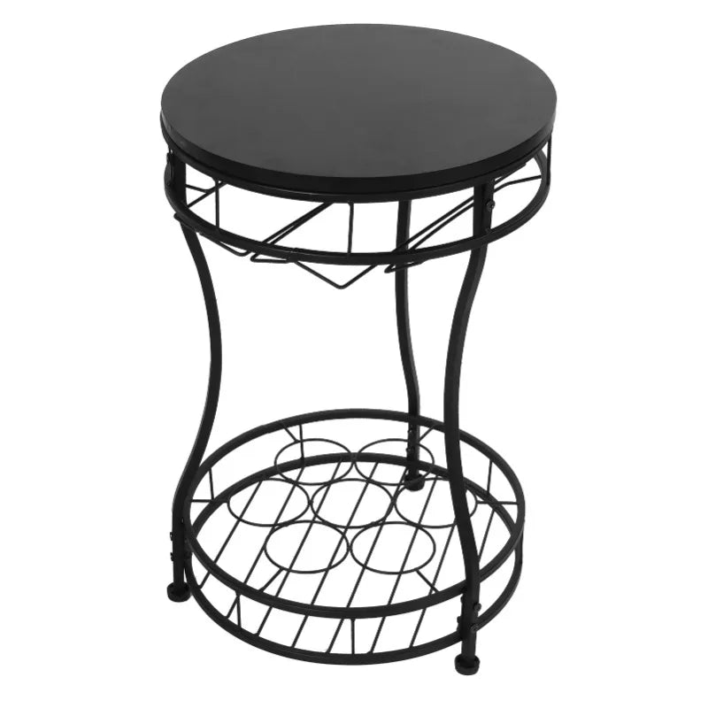 Round Freestanding Iron Wine Rack Organizer for Kitchen Bar Restaurant