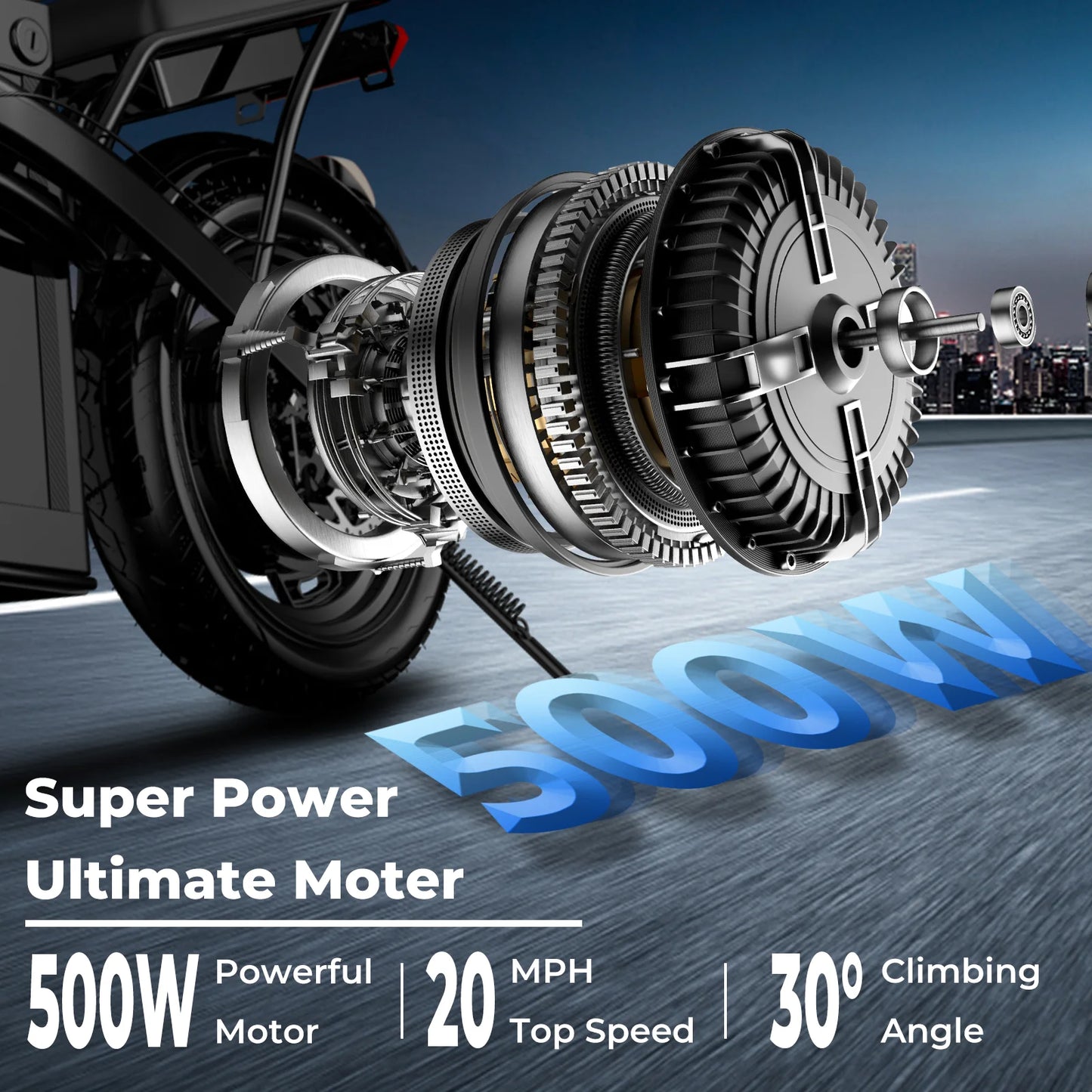 Ljustra 500W Adult Electric Bike 20MPH 48V 12Ah Folding Bike