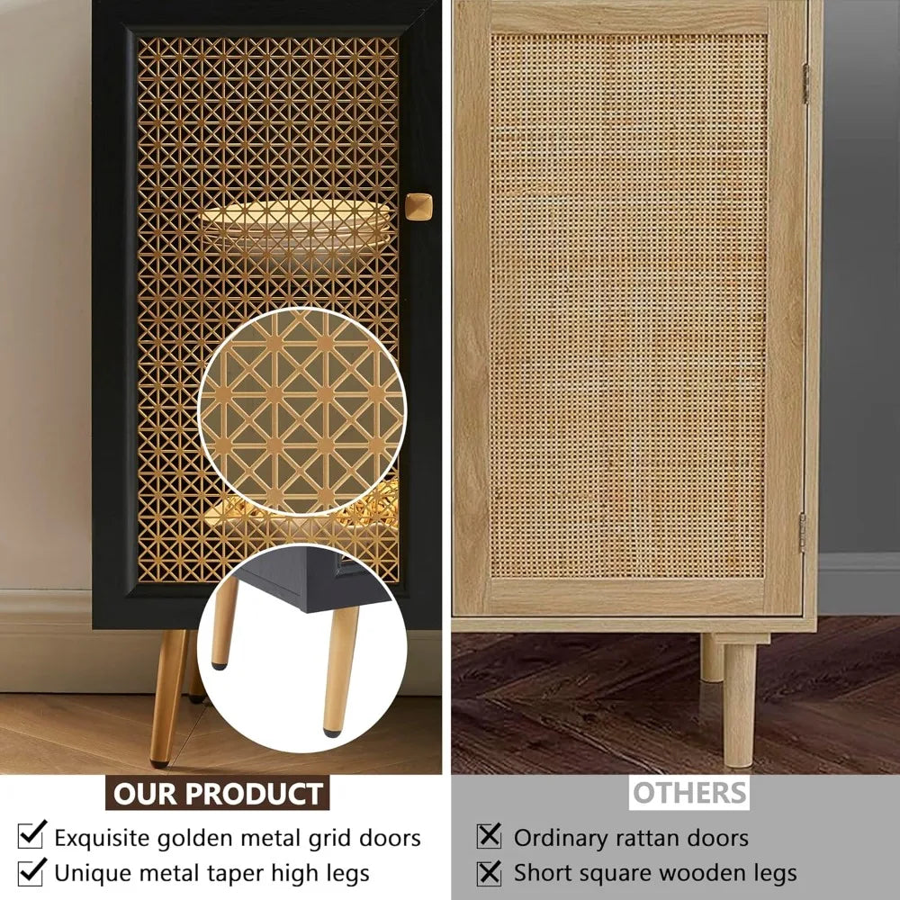 63 Inch Large Buffet Sideboard with LED Light Storage Accent Cabinet