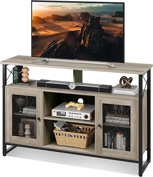 Ljustra Tall TV Stand 55 Inch Rustic Storage Console for Living Room