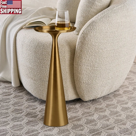 Elegant Round Metal Drink Table Modern Indoor End Table Fully Assembled