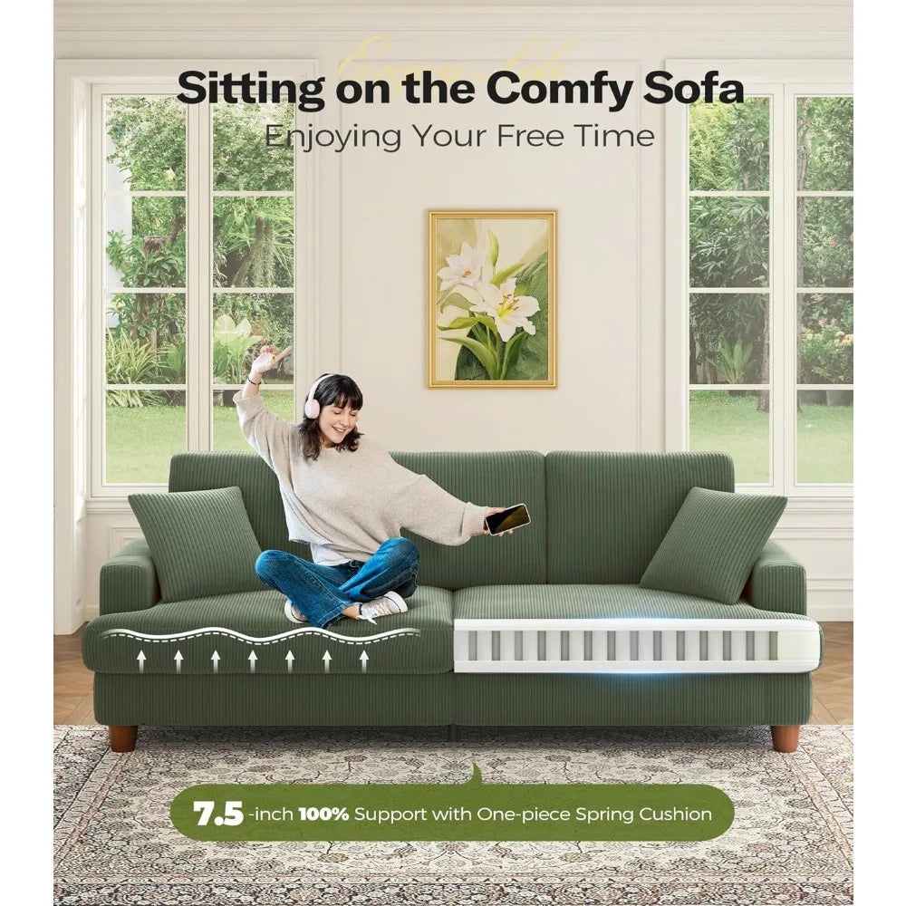 Ljustra 87in Comfy Sofa Extra Deep Seats No Tool Assembly Living Room