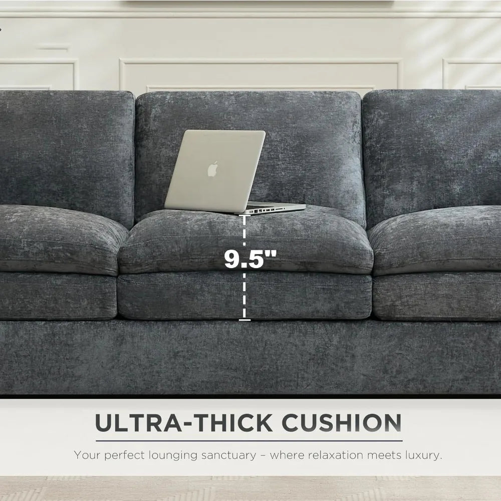 Modern 89 Inch Cloud Sofa Couch with Plush Foam Cushions and Pillows