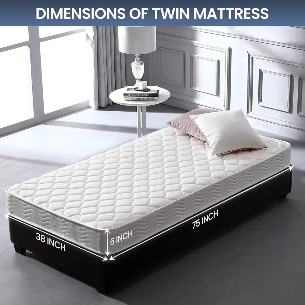 Ljustra 6 Inch Twin Mattress Hybrid Euro Top Comfort Eco-Friendly Innerspring