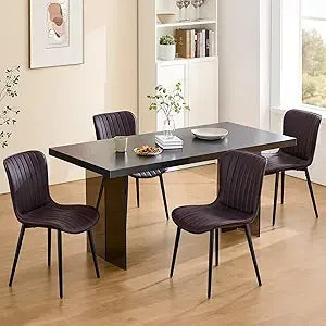 Modern Dining Chairs Set of 4 Upholstered Metal Legs Comfortable