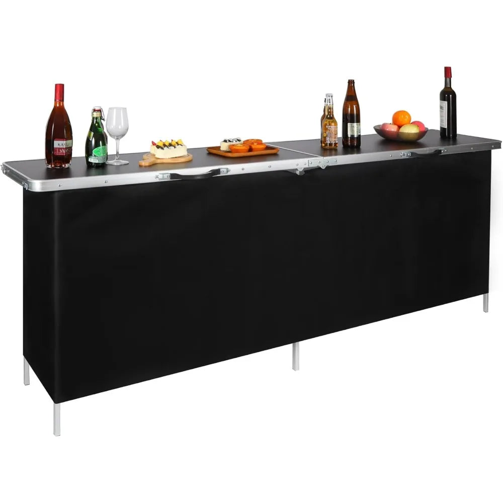 82 Inch Portable Bar Table with Carry Bag and Dual Layer Storage