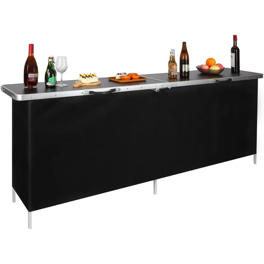 82 Inch Portable Bar Table with Carry Bag and Dual Layer Storage