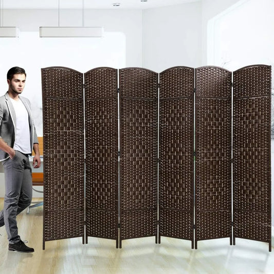 6 Panel Room Divider Folding Privacy Screen Portable Wood Privacy Screen