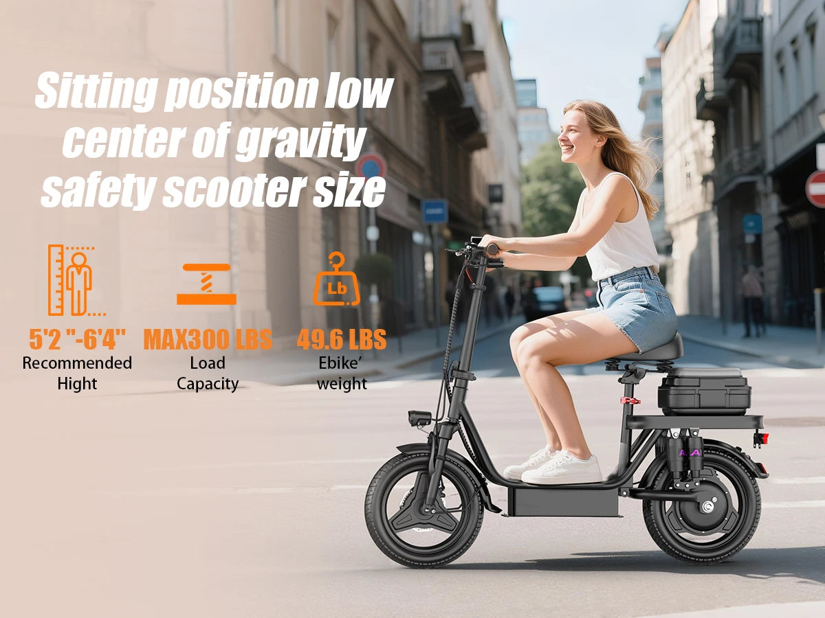 Adults Electric Scooter with Seat 700W 30 Mile Range Foldable E-Scooter
