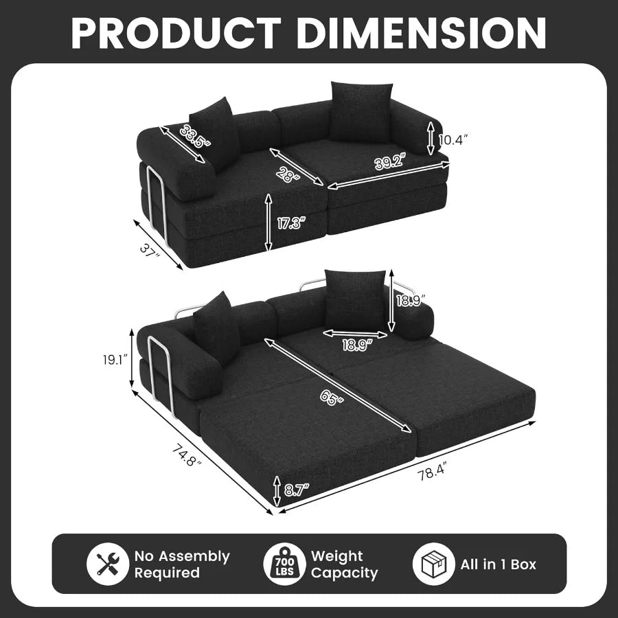 Folding S Sofa Bed Convertible Foam Floor Mattress Loveseat Couch