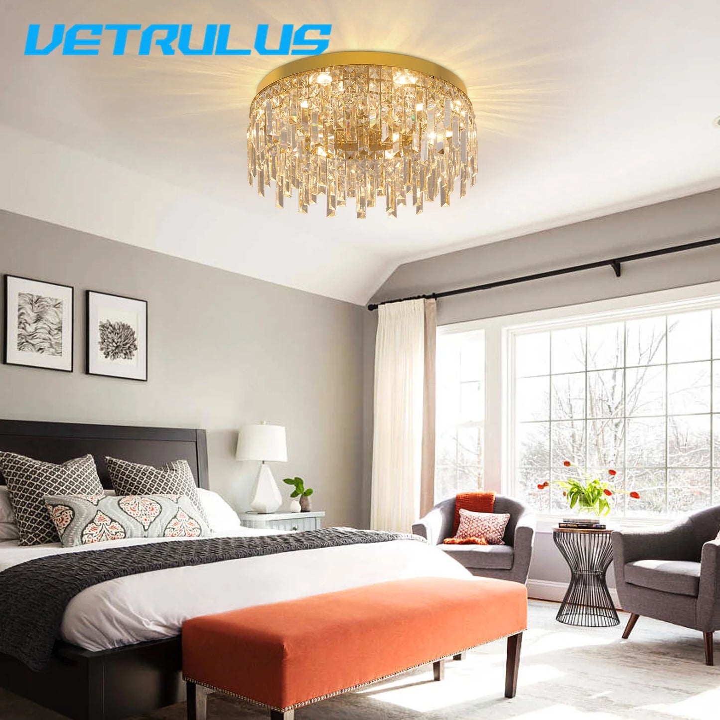 Luxury Crystal Ceiling Lamp Modern Chandelier Nordic Home Decor LED