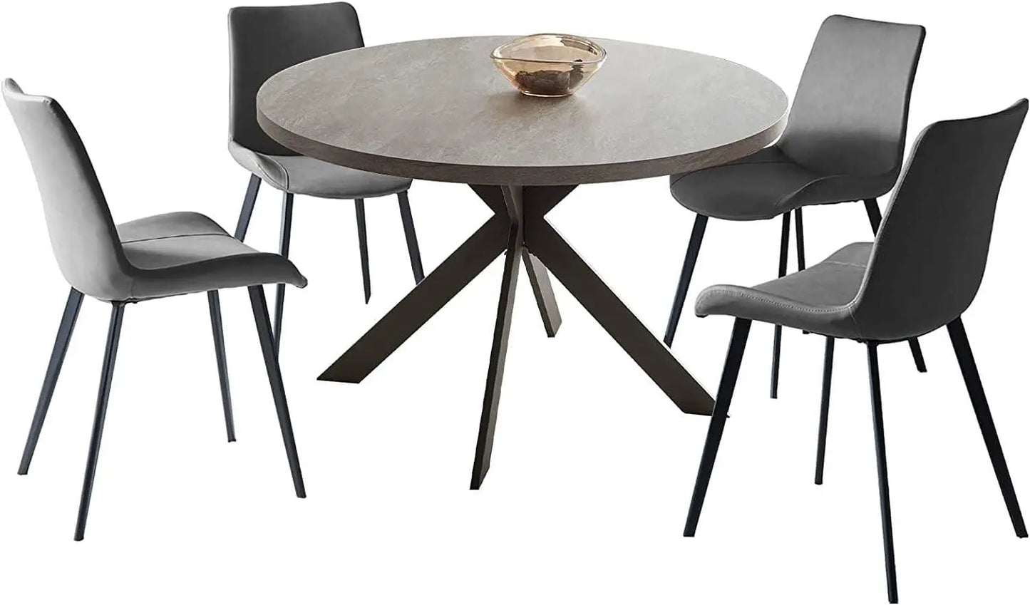 47 Inch Round Dining Table Set Mid Century Modern Kitchen Table for 4-6