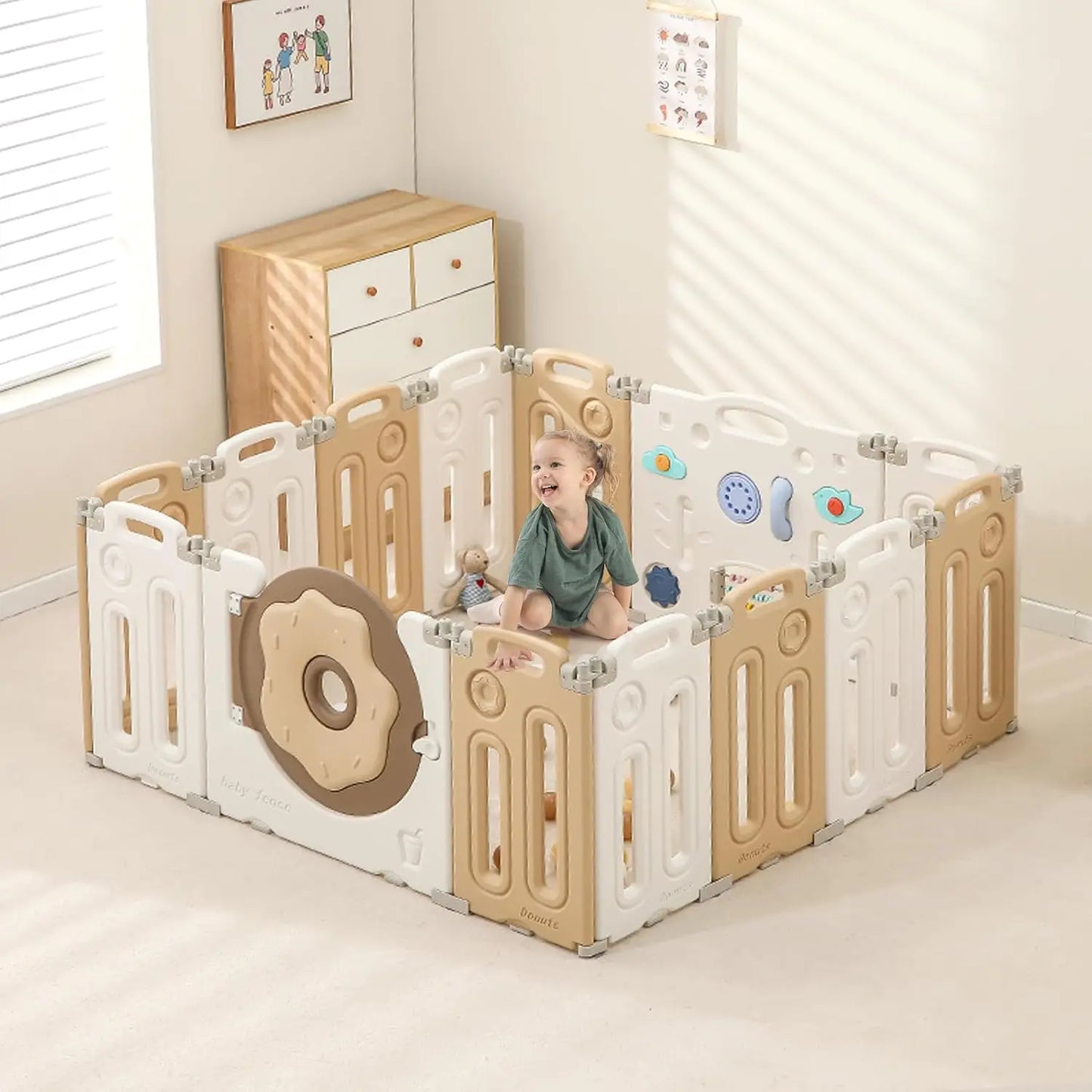 Foldable Playpen for Babies Toddlers Portable Safety Gate 14 18 22 Panels