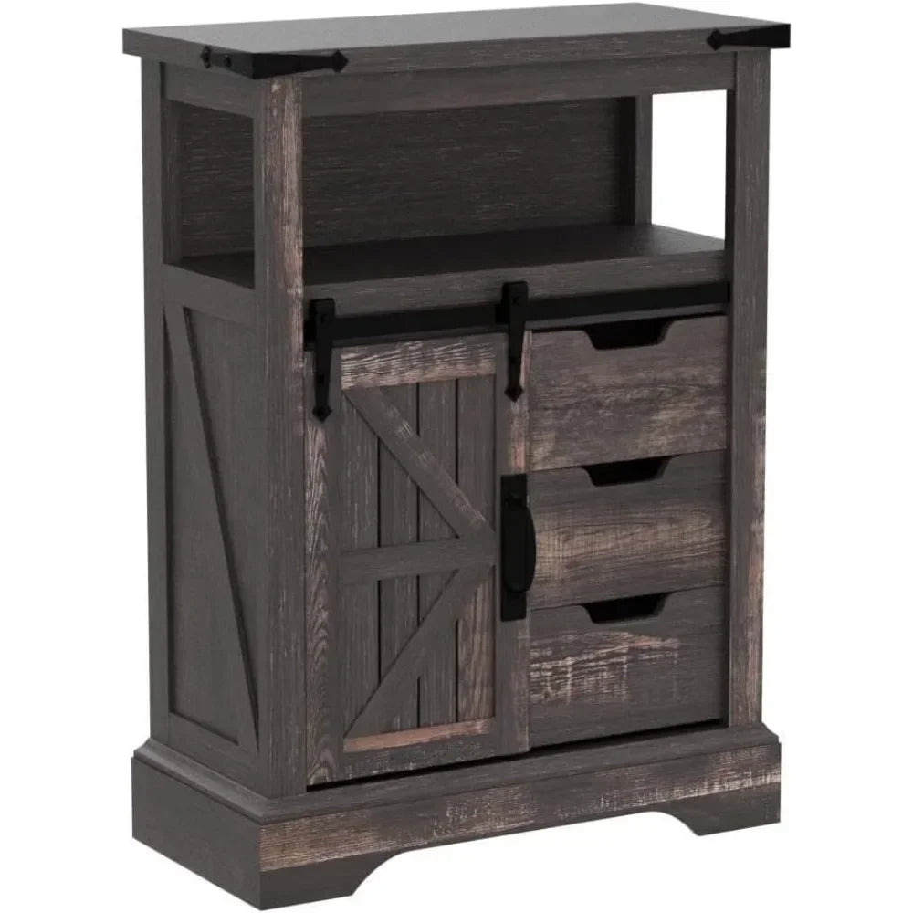 Bathroom Floor Cabinet Farmhouse Storage Cabinet with Sliding Door Drawers