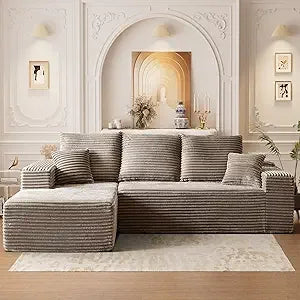 Ljustra Cloud Couch Sectional Modular Sofa 107" Comfy L Shaped Black