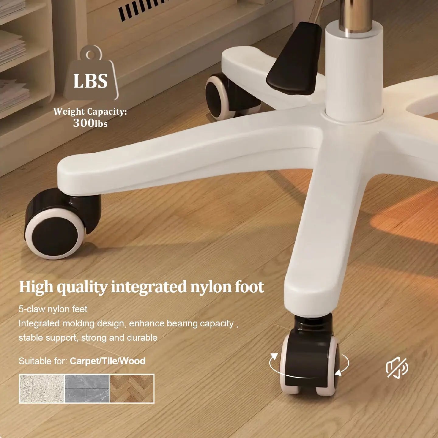 Small Round Rolling Desk Chair Armless PU Leather Height Adjustable