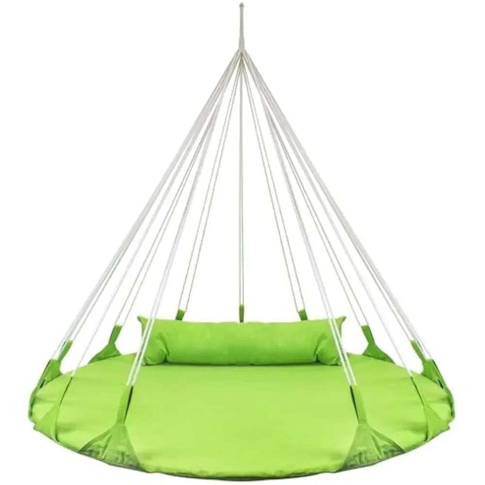 Stylish 56" Hanging Swing Hammock Cotton Saucer Lounger Chair with Pillow