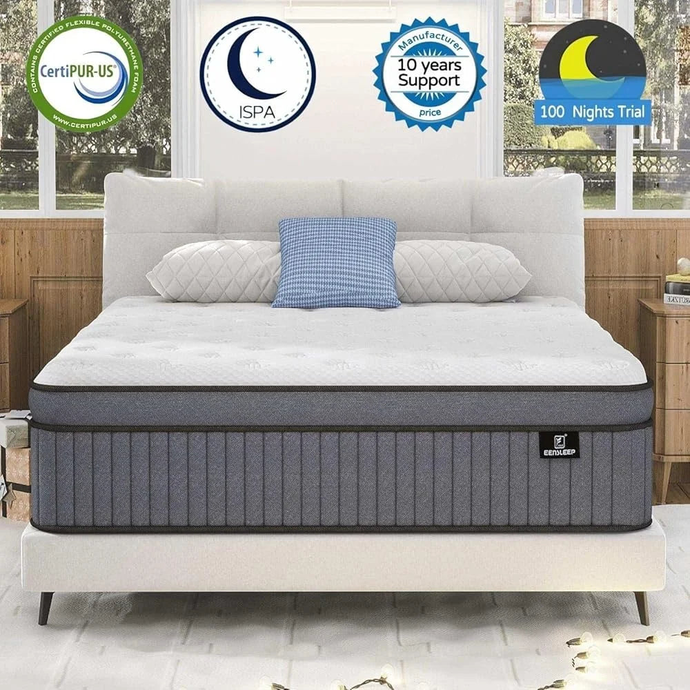 Ljustra 14 Inch Medium Firm Queen Mattress Hybrid Gel Memory Foam Back Pain Relief
