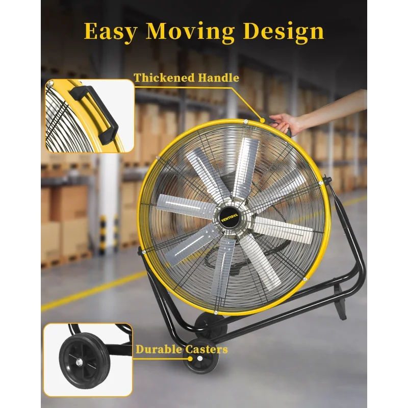 VENTISOL 24 Inch Industrial Floor Fan High Velocity 9500 CFM Heavy Duty