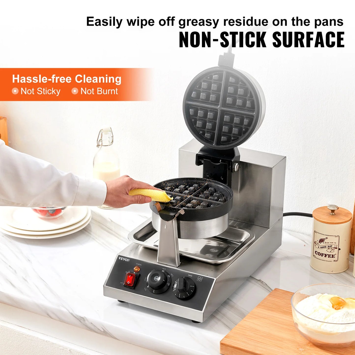SucceBuy Electric Waffle Maker Non-Stick Stainless Steel Waffle Iron