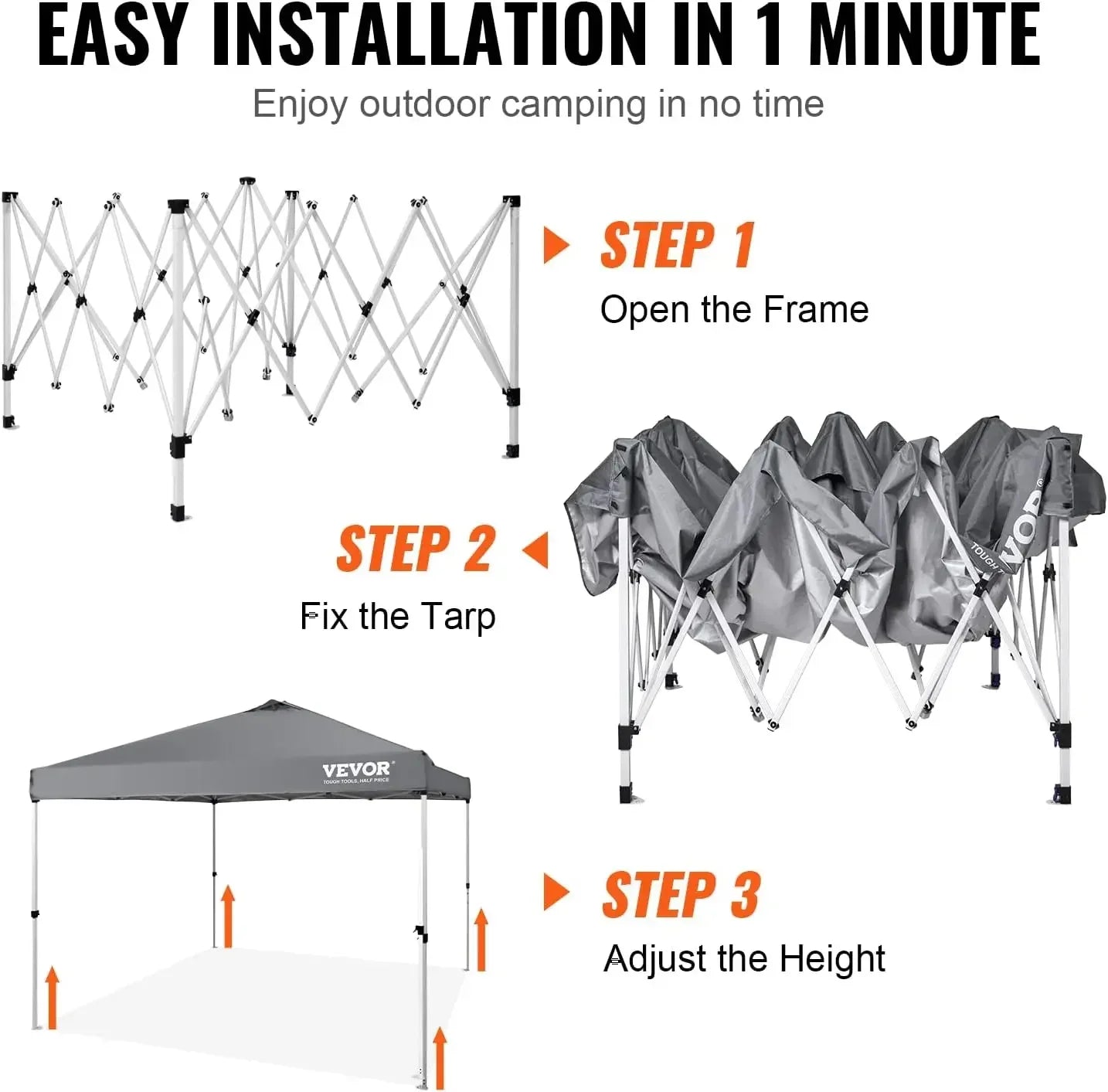 Pop Up Canopy Tent 10x10 ft Waterproof Sun Shelter with Roller Bag