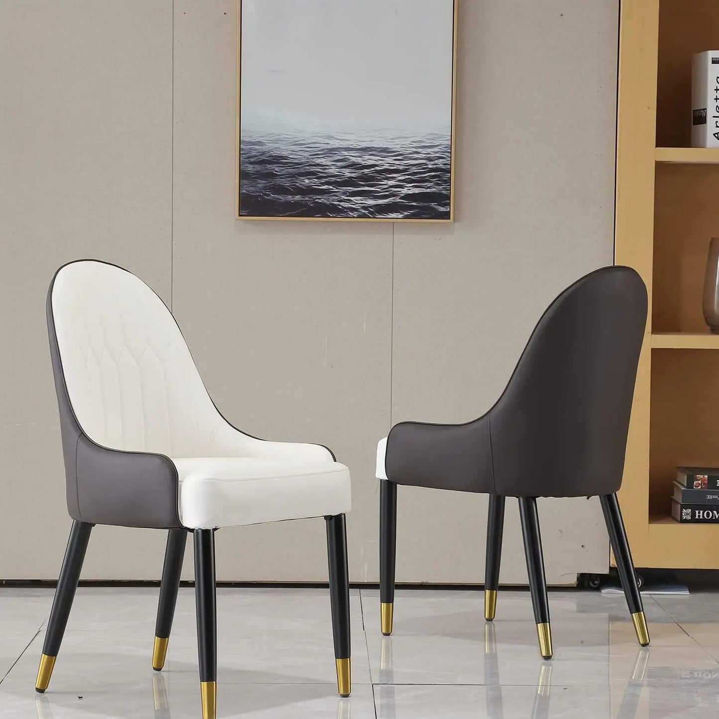 Modern Dining Chairs Set of 2 Upholstered Leisure Chairs Wood Legs