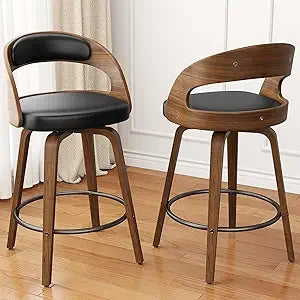 Swivel Bar Stools Set of 2 Counter Height Bentwood Bar Chairs