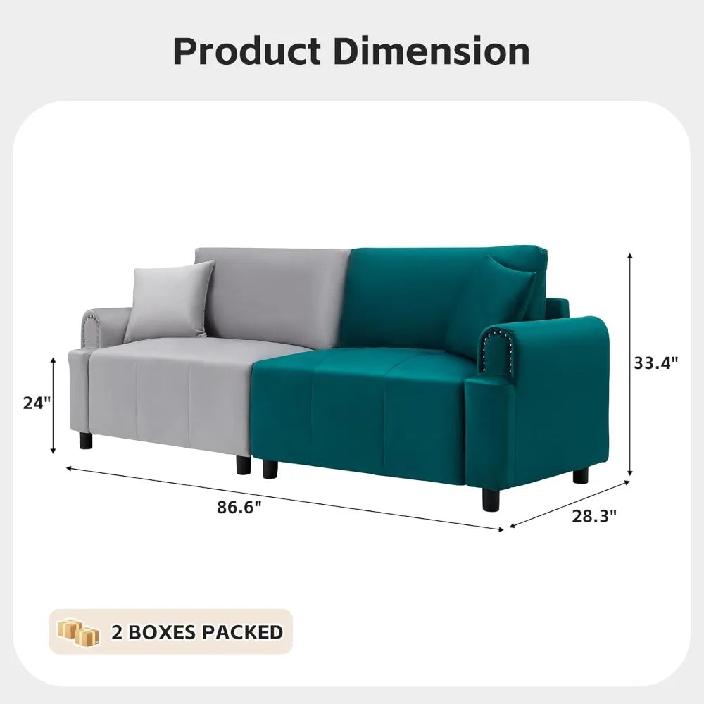 Ljustra 87 Inch Modular Sectional Sofa Velvet Sleeper USB Ports