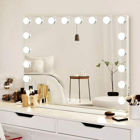 Large Hollywood Makeup Mirror with 18 LED Bulbs and USB Charging Port