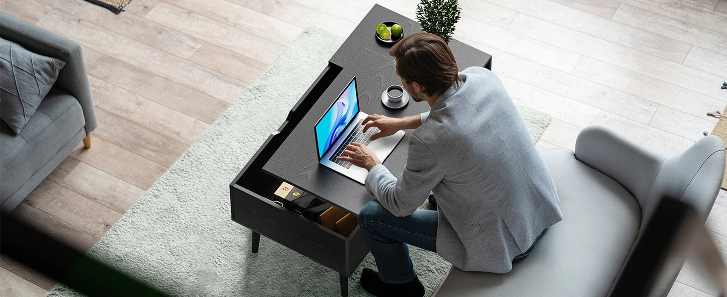 Wooden Lift Top Coffee Table with Hidden Storage for Living Room