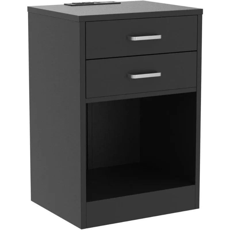 ADORNEVE LED Nightstands Set of 2 with Charging Station for Bedroom