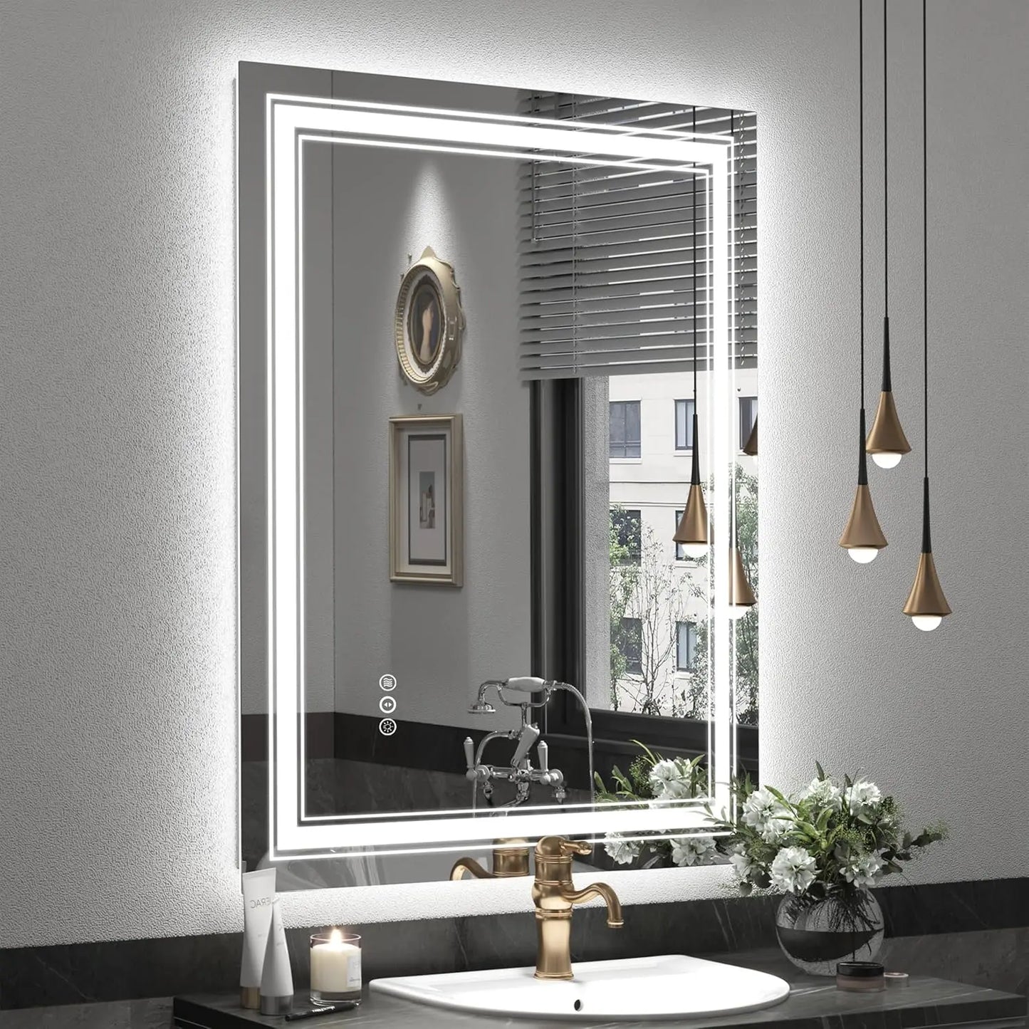 Ljustra LED Bathroom Mirror Dimmable Anti-Fog Shatterproof Backlit