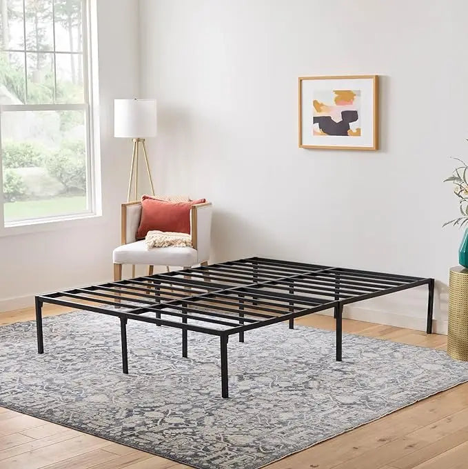 Folding Metal Platform Bed Frame Easy Assembly No Box Spring Needed